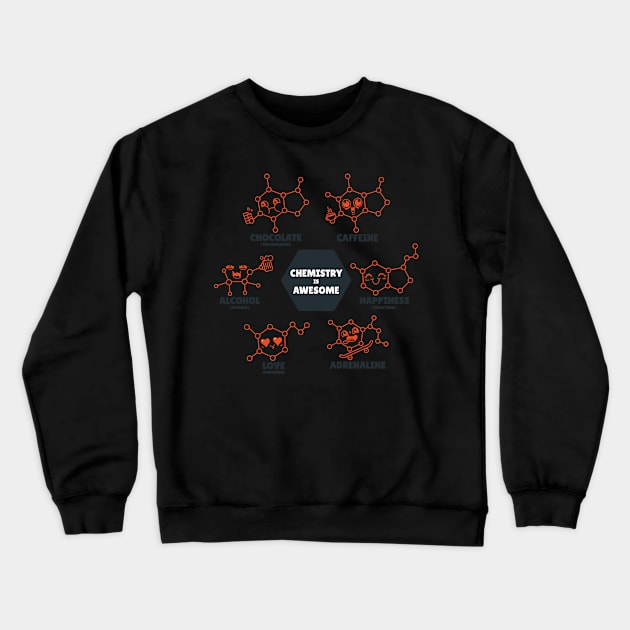 Chemistry Science Love Elements Chemical Bond Structure Nerd Geek Crewneck Sweatshirt by OfCA Design